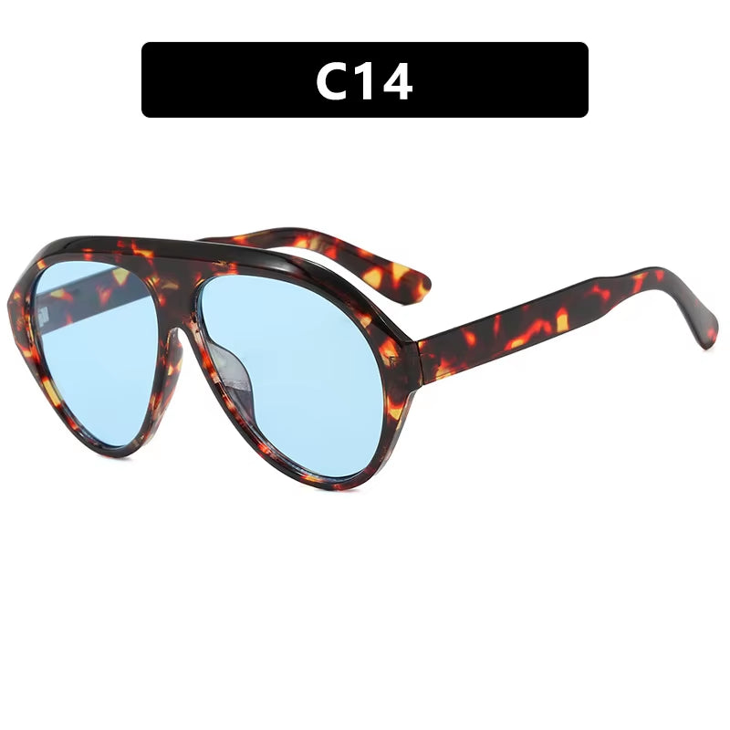 2025 New Trendy Goggles Glasses Big Face Women Sunglasses Women'S Sunscreen UV Protective Sunshade Concave Design