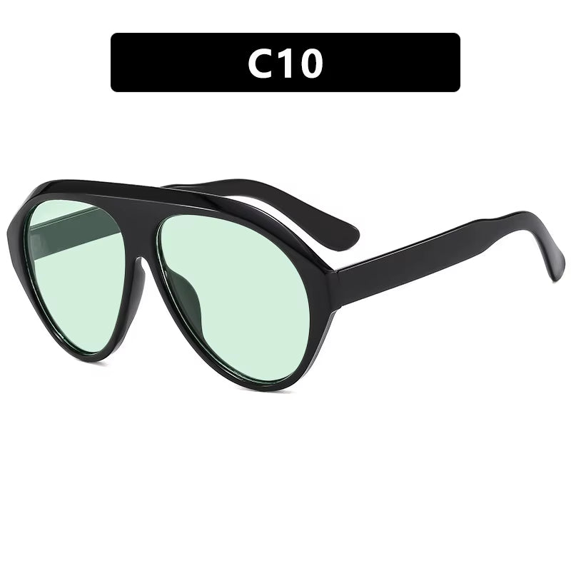 2025 New Trendy Goggles Glasses Big Face Women Sunglasses Women'S Sunscreen UV Protective Sunshade Concave Design