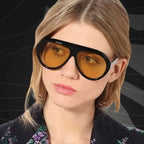 2025 New Trendy Goggles Glasses Big Face Women Sunglasses Women'S Sunscreen UV Protective Sunshade Concave Design