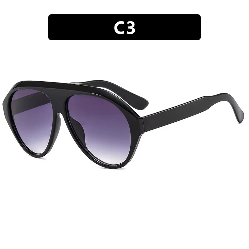 2025 New Trendy Goggles Glasses Big Face Women Sunglasses Women'S Sunscreen UV Protective Sunshade Concave Design