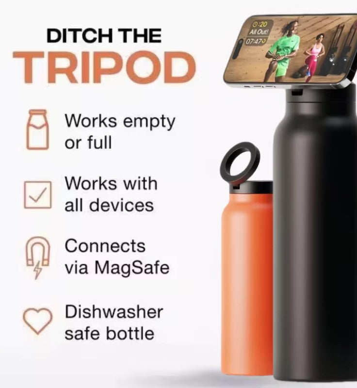 Magnetic Sports Water Bottle with Phone Holder – 24oz (750ml)