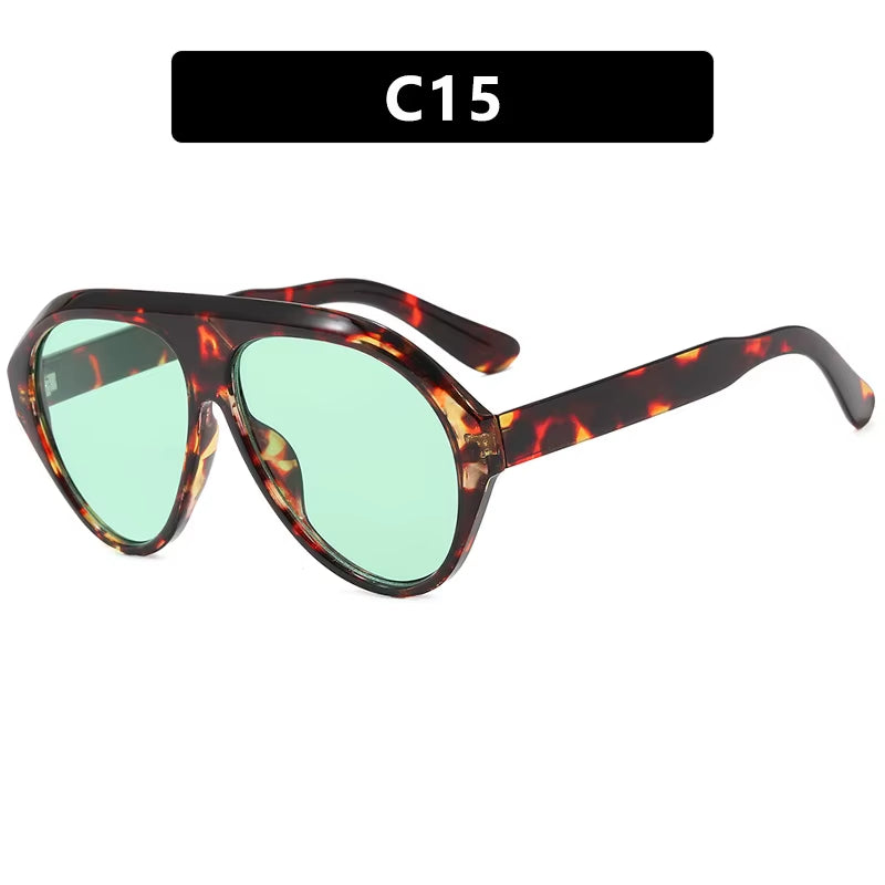 2025 New Trendy Goggles Glasses Big Face Women Sunglasses Women'S Sunscreen UV Protective Sunshade Concave Design